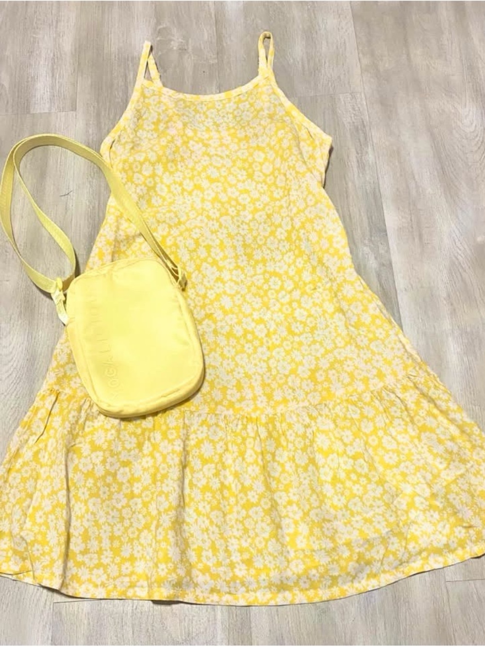 Girls' Yellow Floral Sundress - Lightweight Spaghetti Strap Dress